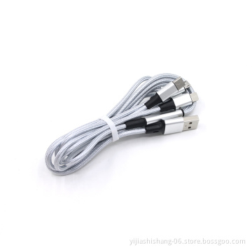 Yijiashishang High Quality Factory OEM  Nylon Braided Micro USB Cable 3 in 1 USB Charging Cable